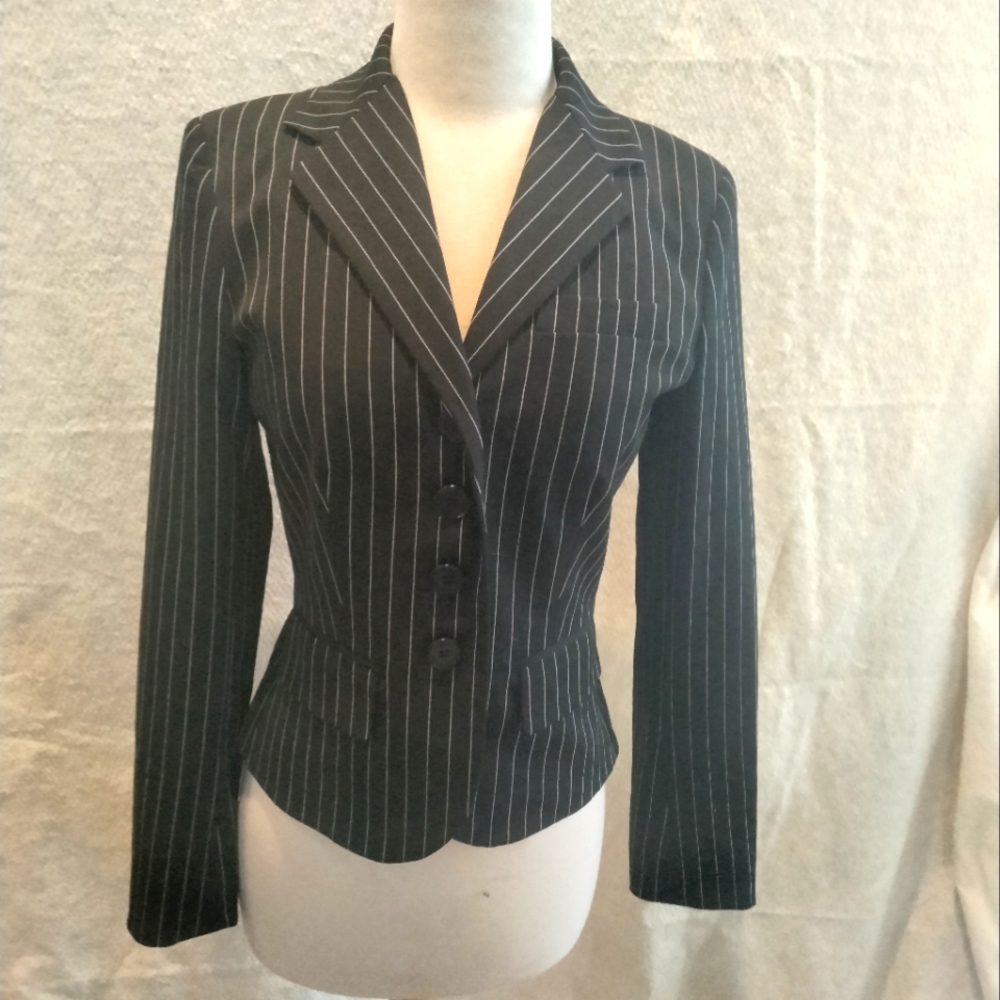 Vintage Lauren by Ralph Lauren black and white pin-striped blazer, 4